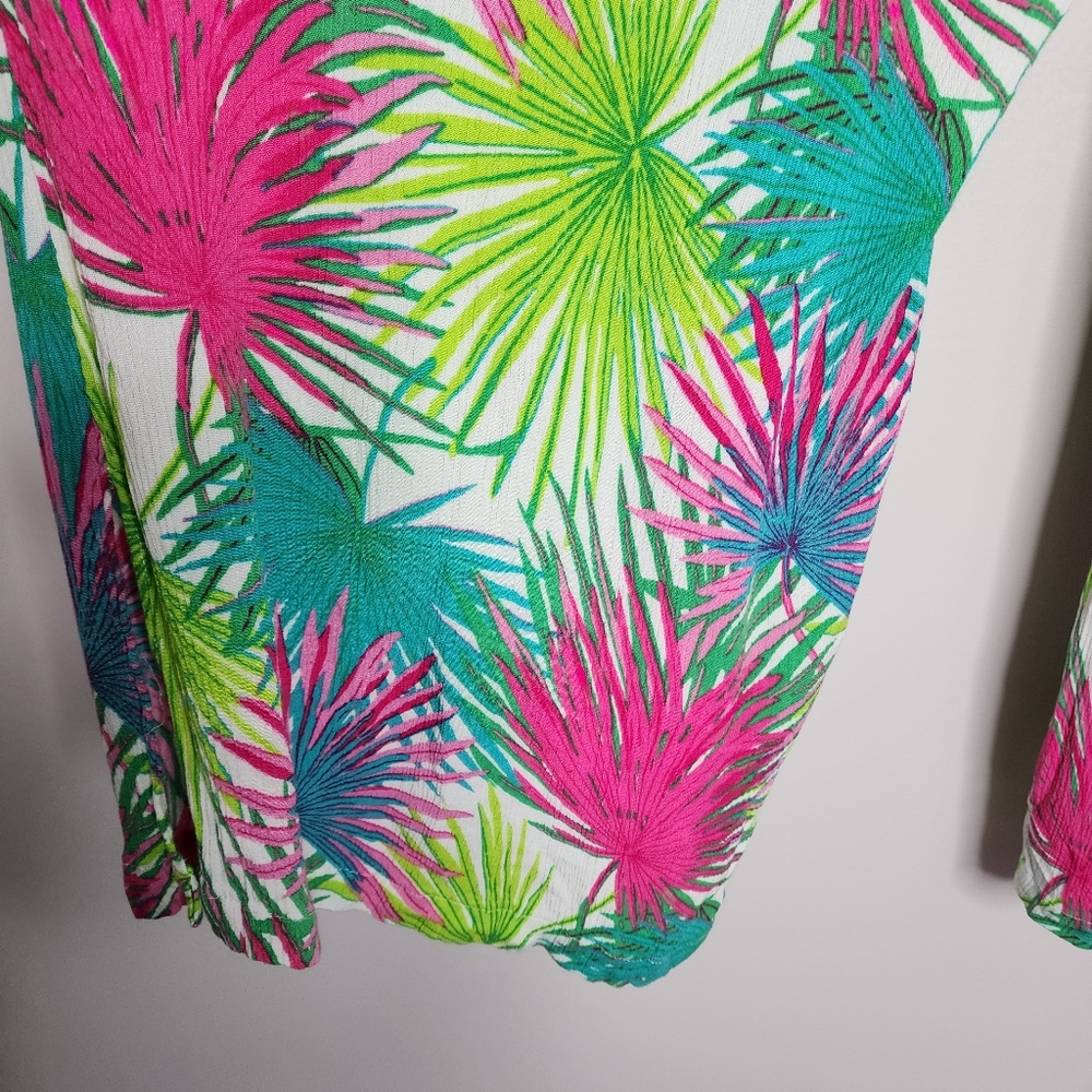 Rose +Olive Tropical Leaf Print Wide-Leg Pants XL - Picture 11 of 16